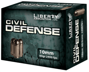 Liberty Ammunition LACD10032 Civil Defense Protection 10mm Auto 60 gr Lead-Free Fragmenting Hollow Point (LFFHP) 20rd Box Liberty Ammunition LACD10032 Civil Defense Protection 10mm Auto 60 gr Lead-Free Fragmenting Hollow Point (LFFHP) 20rd Box
