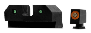 XS Sights GLR012P6N R3D  Night Sights fits Glock  Black | Green Tritium Orange Outline Front Sight Green Tritium  Rear Sight