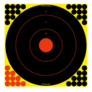 Birchwood Casey 34186 Shoot-N-C Reactive Target Hanging Adhesive Paper Universal Black/Red 200+ yds Bullseye Includes Pasters 12 PK