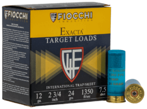 Fiocchi 12IN2475 Exacta Target International Trap & Skeet 12Gauge 2.75″ 24gram 7.5Shot 25rd Box