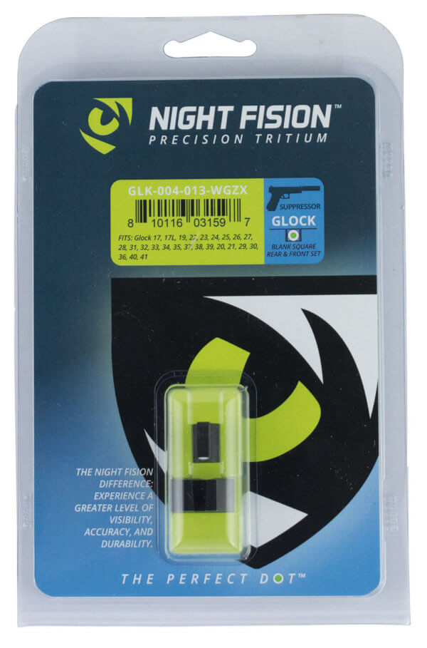 Night Fision GLK004013WGZ Suppressor Height Night Sight Set Square White Ring Tritium Front/ Black/Blank Rear/Black Frame Compatible w/Glock17/17L/19/22/23/24/25/26/27/28/31/32/33/34/35/37/38/39/45/48 Front Post/Rear Dovetail Mount Night Fision GLK004013WGZ Suppressor Height Night Sight Set Square White Ring Tritium Front/ Black/Blank Rear/Black Frame Compatible w/Glock17/17L/19/22/23/24/25/26/27/28/31/32/33/34/35/37/38/39/45/48 Front Post/Rear Dovetail Mount