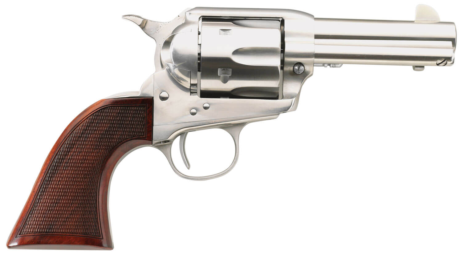 Taylors & Company 550818DE Runnin Iron 45 Colt (LC) Caliber with 3.50″ Barrel 6rd Capacity Cylinder Overall Stainless Steel Finish Checkered Walnut Grip & Overall Taylor Polish Taylors & Company 550818DE Runnin Iron 45 Colt (LC) Caliber with 3.50″ Barrel 6rd Capacity Cylinder Overall Stainless Steel Finish Checkered Walnut Grip & Overall Taylor Polish