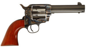 Taylors & Company 556104 1873 Cattleman Drifter 357 Mag Caliber with 4.75″ Blued Finish Barrel  6rd Capacity Blued Finish Cylinder  Color Case Hardened Finish Steel Frame & Walnut Grip