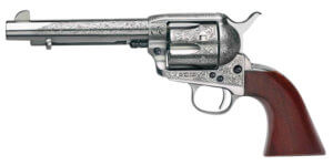 Taylors & Company 550927 1873 Cattleman 45 Colt (LC) Caliber with 5.50″ Barrel  6rd Capacity Cylinder  Overall White Floral Engraved Finish Steel & Walnut Grip