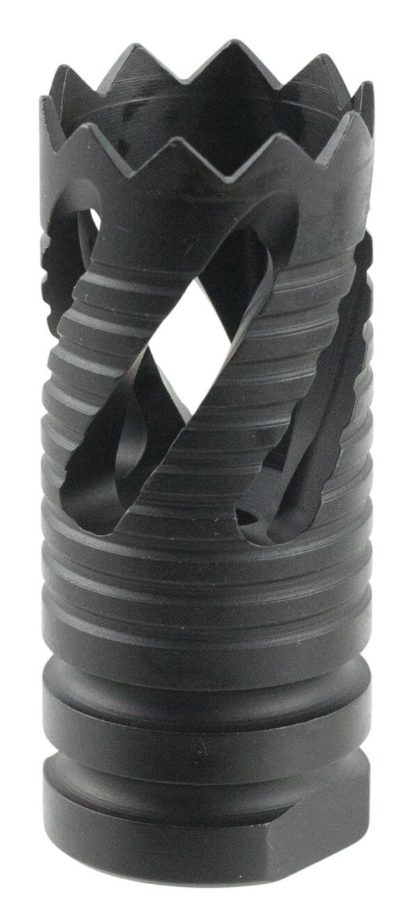 TacFire MZ1021 Thread Crown Muzzle Brake Black Oxide Steel with 1/2″-28 tpi Threads & 2.05″ OAL for 5.56x45mm NATO AR-15