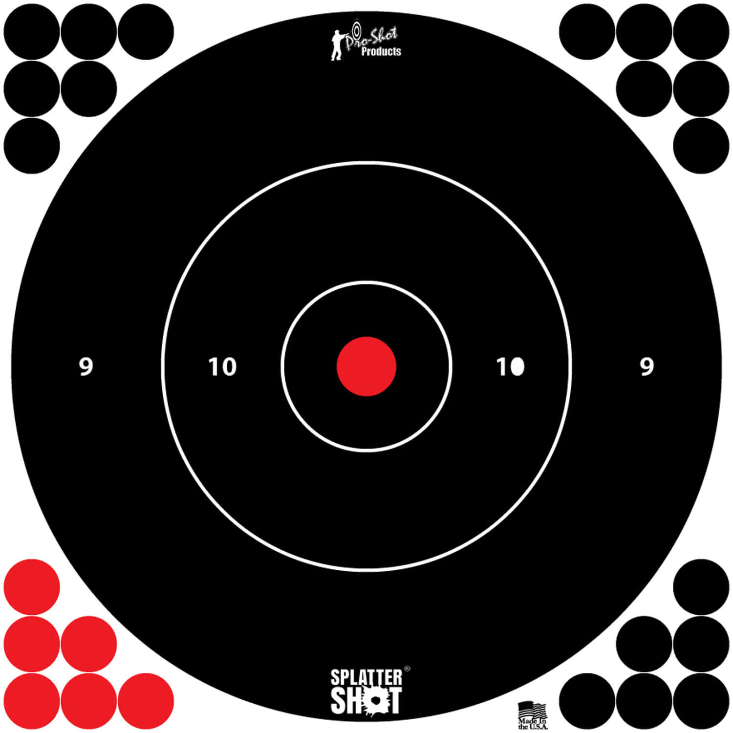 Pro-Shot 12BWHTETG12P SplatterShot 12″ Bullseye Hanging Tagboard Black/Red Impact Enhancement White 12 PK Pro-Shot 12BWHTETG12P SplatterShot 12″ Bullseye Hanging Tagboard Black/Red Impact Enhancement White 12 PK
