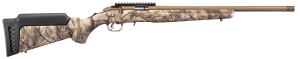 Ruger 8373 American Rimfire  Full Size 22 WMR 9+1 18" Bronze Cerakote Threaded Barrel  Bronze Picatinny Rail Steel Receiver  GoWild Camo I-M Brush Synthetic Fixed Stock  Right Hand