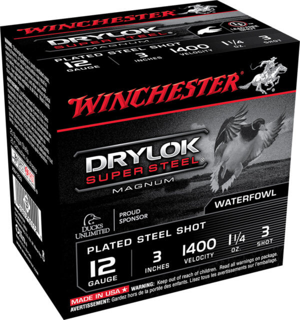 Winchester Ammo XSV1233 Drylok Super Steel Magnum 12 Gauge 3″ 1 1/4 oz 3 Shot 25rd Box