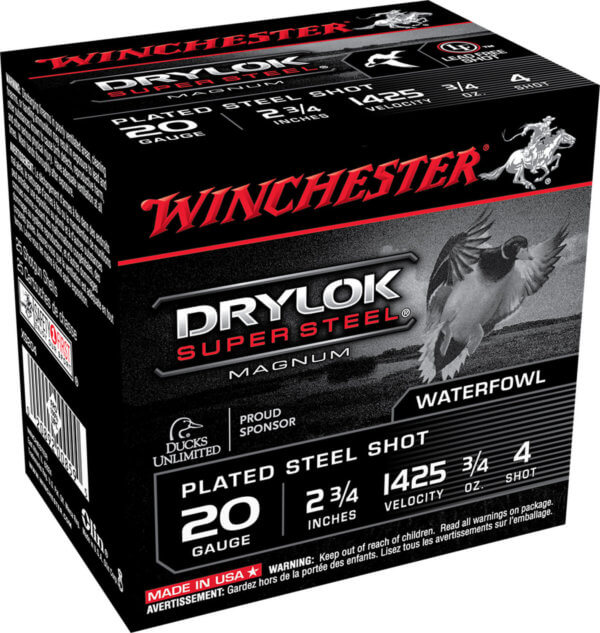 Winchester Ammo XS204 Drylok Super Steel Magnum 20 Gauge 2.75″ 3/4 oz 4 Shot 25rd Box