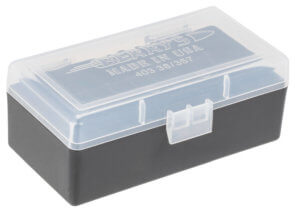 Berry’s 61687 Ammo Box  38 Special/357 Mag Clear/Black Polypropylene 50rd
