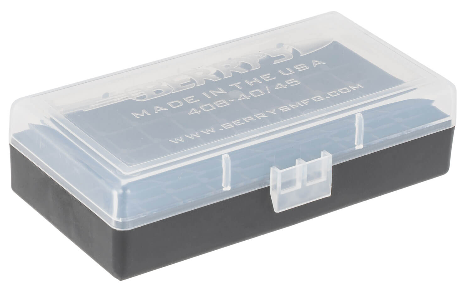 Berry’s 67425 Ammo Box 40 S&W/45 ACP Clear/Black Polypropylene 50rd Berry’s 67425 Ammo Box 40 S&W/45 ACP Clear/Black Polypropylene 50rd