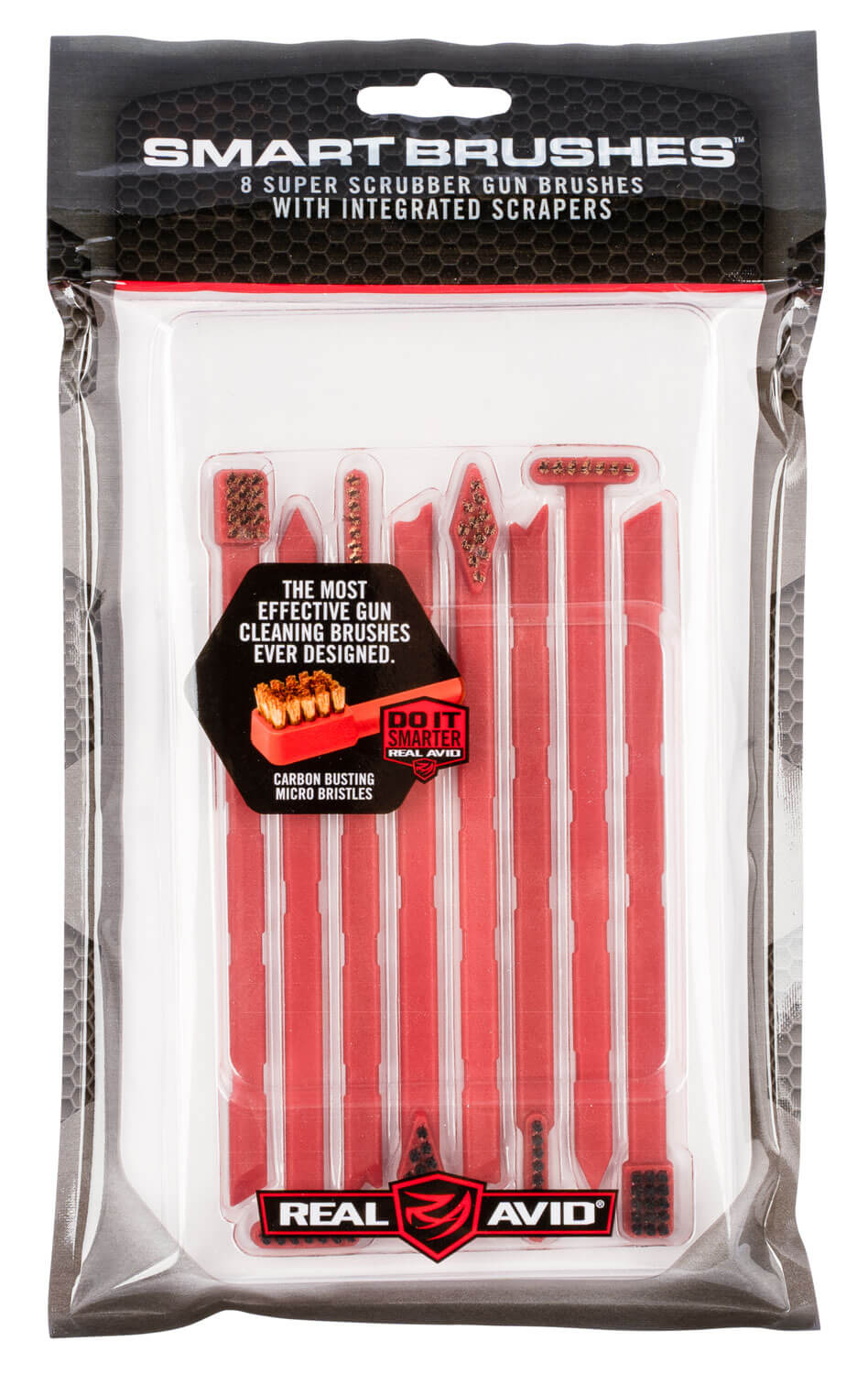 Real Avid AVSB01 Smart Brush Multi-Caliber Universal Firearm Plastic 5.50″ Long Bronze/Nylon Bristles 8 Per Pkg Real Avid AVSB01 Smart Brush Multi-Caliber Universal Firearm Plastic 5.50″ Long Bronze/Nylon Bristles 8 Per Pkg
