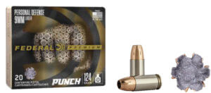 Federal PD9P1 Punch Personal Defense 9mmLuger 124gr Jacketed Hollow Point 20rd Box