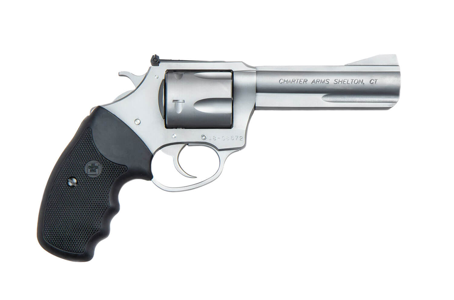 Charter Arms 73542 Mag Pug Target Large 357 Mag 5 Shot 4.20″ Matte Stainless Steel Barrel Cylinder & Frame w/Black Finger Grooved Rubber Grip Charter Arms 73542 Mag Pug Target Large 357 Mag 5 Shot 4.20″ Matte Stainless Steel Barrel Cylinder & Frame w/Black Finger Grooved Rubber Grip