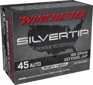 Winchester Ammo W45AST Silvertip  45 ACP 185 gr Silvertip Jacket Hollow Point 20rd Box