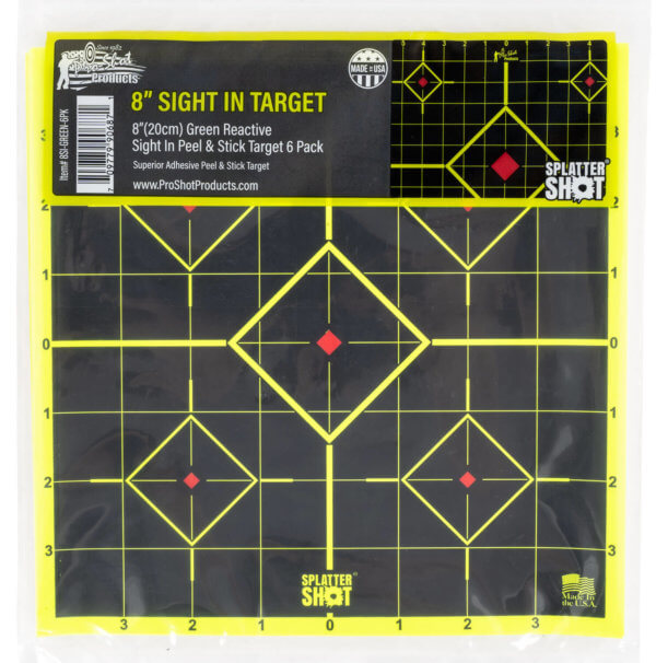 Pro-Shot 8SIGREEN6PK SplatterShot Sight-In Black/Green Self-Adhesive Paper Impact Enhancement Bright Green Diamond 6 Pack Pro-Shot 8SIGREEN6PK SplatterShot Sight-In Black/Green Self-Adhesive Paper Impact Enhancement Bright Green Diamond 6 Pack