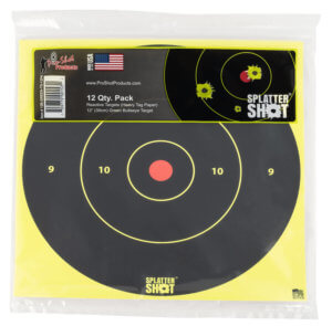 Pro-Shot 12BGREENTG12PK SplatterShot 12″ Bullseye Hanging Heavy Paper Black/Red Impact Enhancement Yes White 12 PK Pro-Shot 12BGREENTG12PK SplatterShot 12″ Bullseye Hanging Heavy Paper Black/Red Impact Enhancement Yes White 12 PK