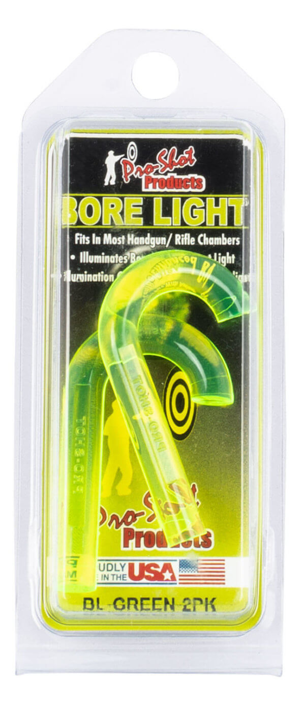 Pro-Shot BLGREEN2PK UV Bore Light  .22 Cal/ 9mm & Up Rifle/Pistol Fiber Optic Illuminator Neon Green 2 Pack