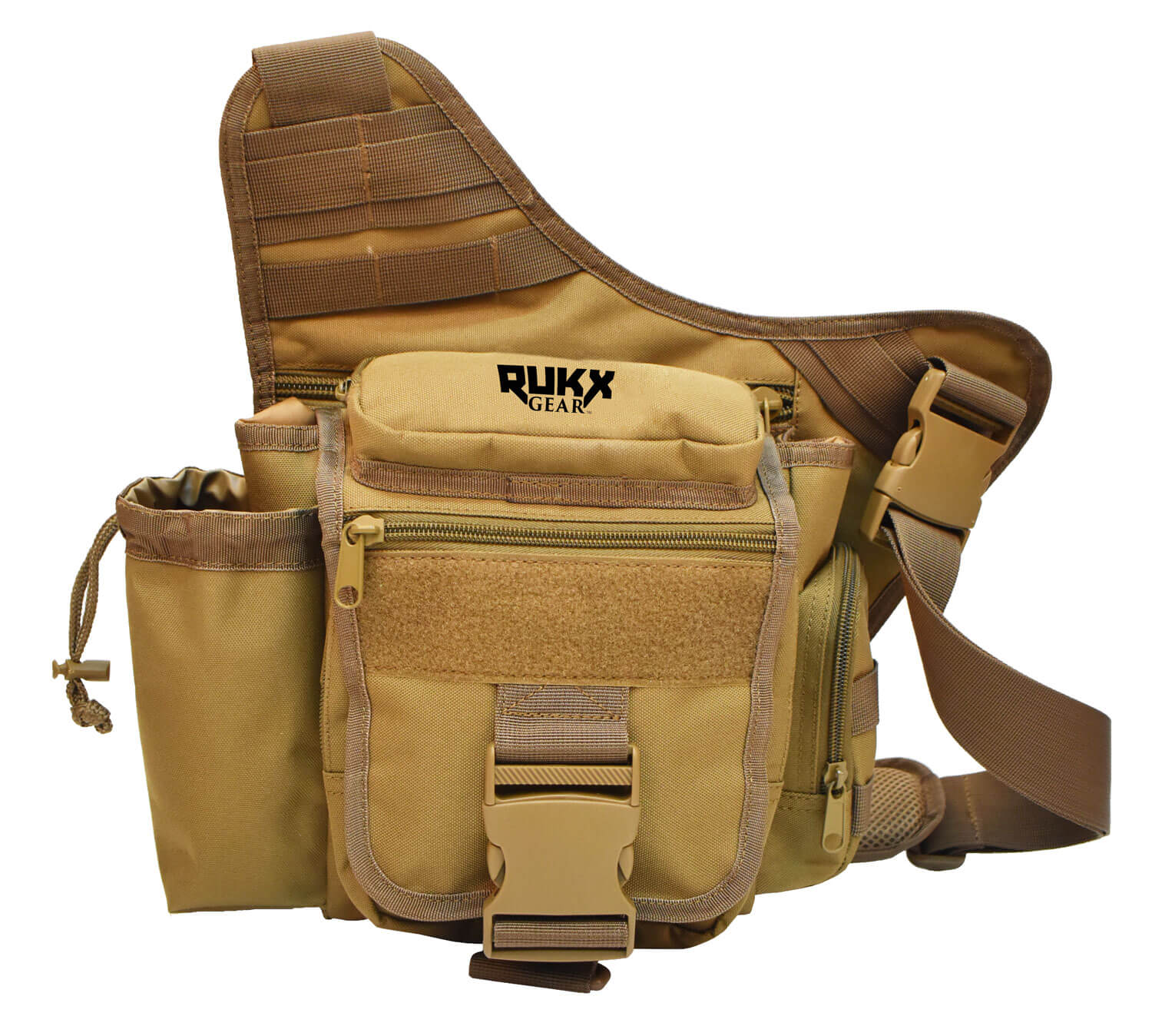 Rukx Gear ATICTSBT Sling Bag Tan 600D Polyester Single Strap Rukx Gear ATICTSBT Sling Bag Tan 600D Polyester Single Strap