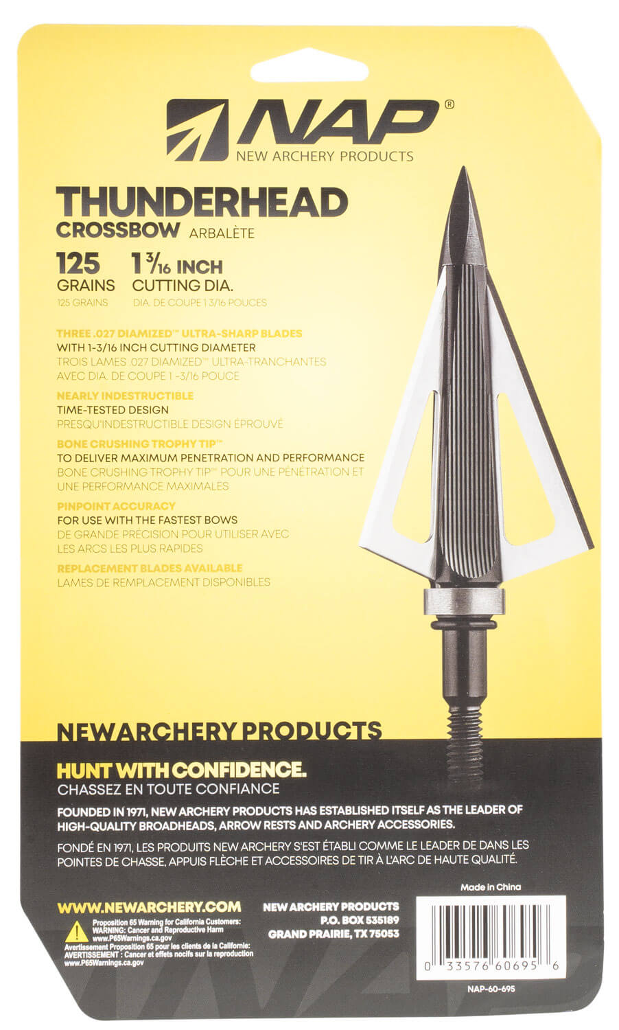 NAP NAP60695 Thunderhead Broadhead 125 GR/ 5 Pack NAP NAP60695 Thunderhead Broadhead 125 GR/ 5 Pack