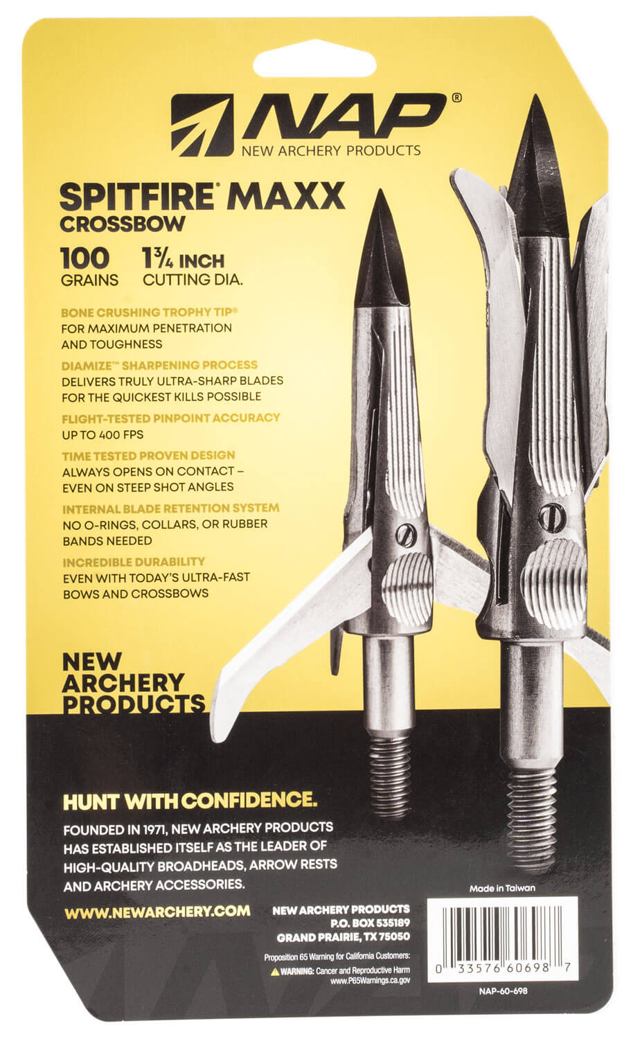 NAP NAP60698 Spitfire Maxx Broadhead 100 GR/ 3 Pack NAP NAP60698 Spitfire Maxx Broadhead 100 GR/ 3 Pack