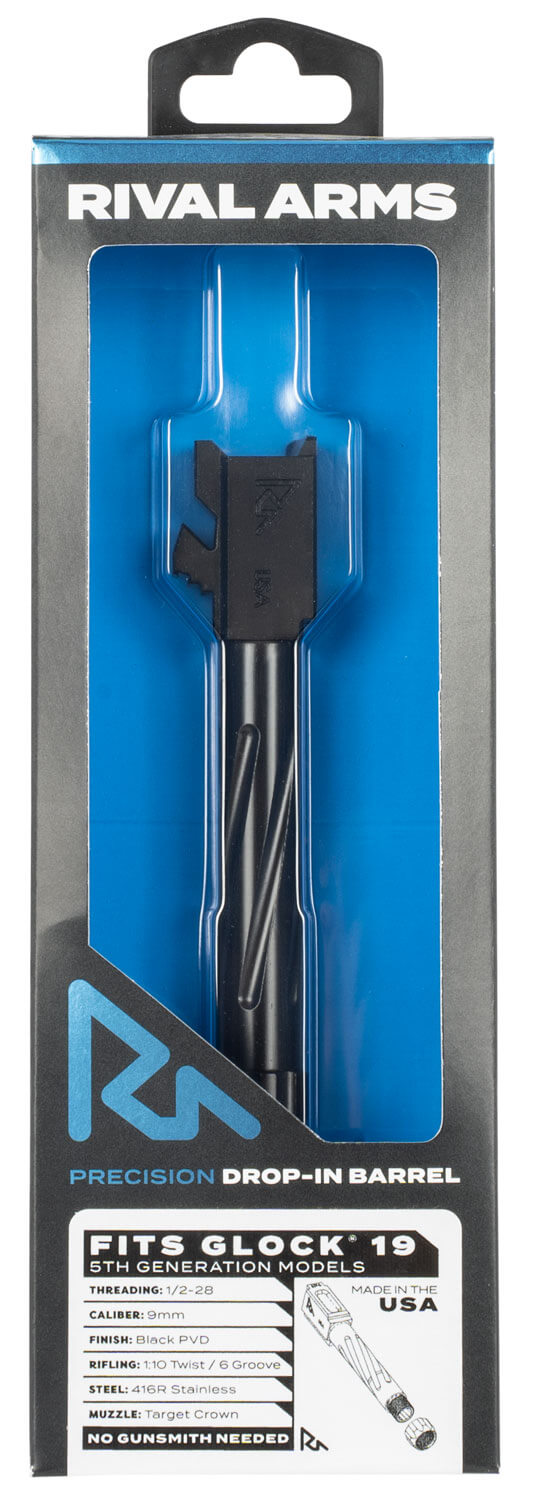 Rival Arms RA20G204A Precision V1 Drop-In Barrel 9mm Luger 4.02″ Black PVD Finish 416R Stainless Steel Material with Threading for Glock 19 Gen5
