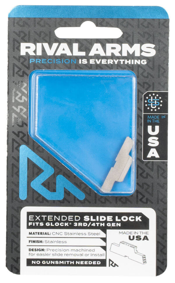 Rival Arms RA80G001D Slide Lock Extended Stainless Steel for Glock Gen3-4 Rival Arms RA80G001D Slide Lock Extended Stainless Steel for Glock Gen3-4
