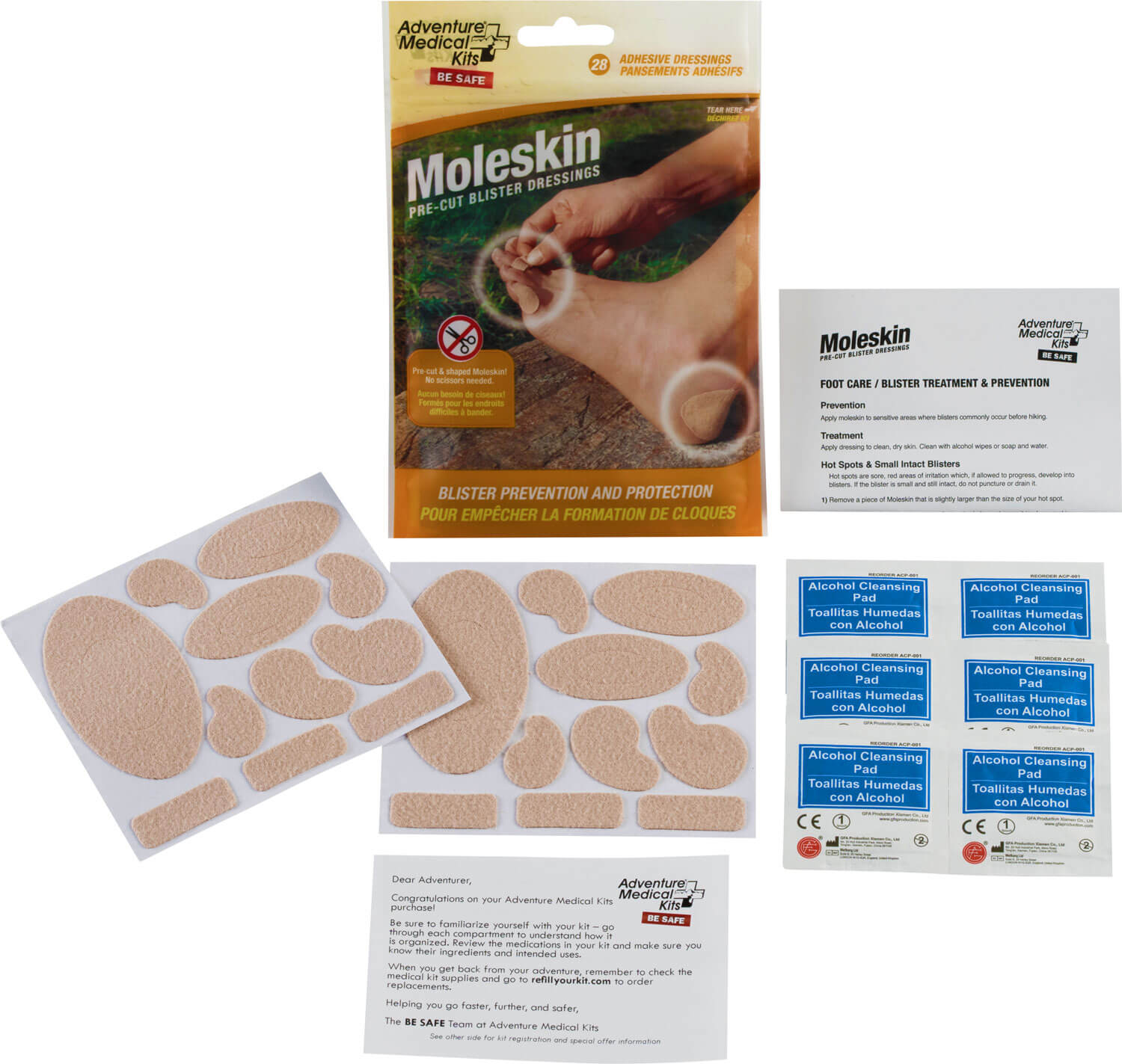 Adventure Medical Kits 01550400 Moleskin Blister Prevention Brown 22 Precut Shapes Adventure Medical Kits 01550400 Moleskin Blister Prevention Brown 22 Precut Shapes