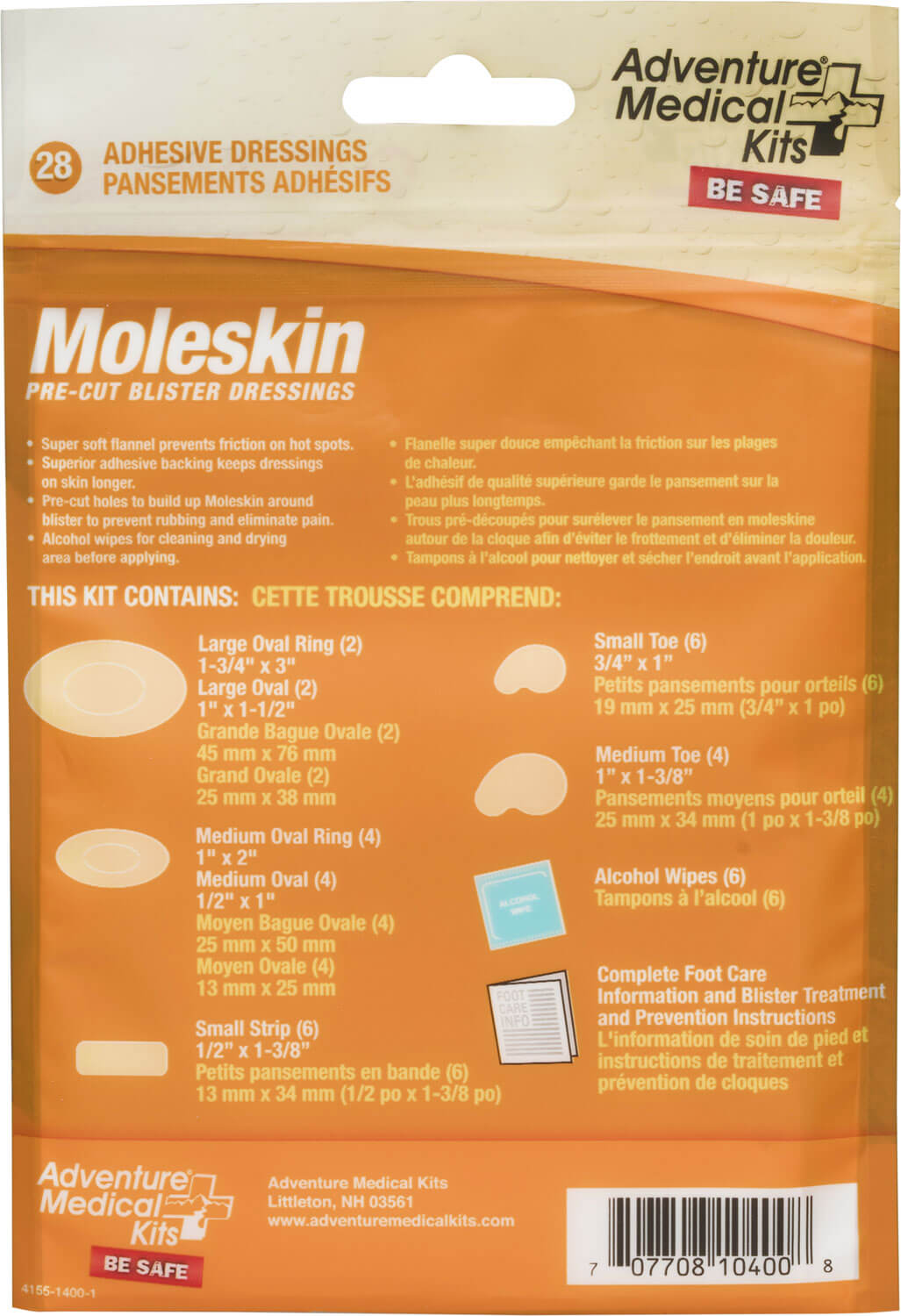 Adventure Medical Kits 01550400 Moleskin Blister Prevention Brown 22 Precut Shapes Adventure Medical Kits 01550400 Moleskin Blister Prevention Brown 22 Precut Shapes