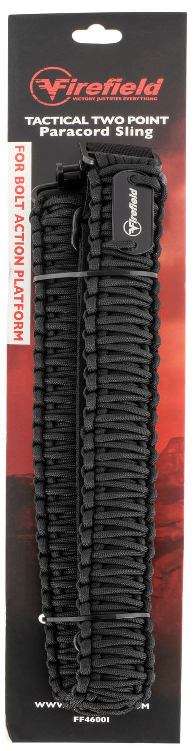 Firefield FF46001 Two Point Tactical Sling made of Black Nylon Paracord with 37.50″-45″ OAL 1.50″ W & Adjustable Design for Rifles Firefield FF46001 Two Point Tactical Sling made of Black Nylon Paracord with 37.50″-45″ OAL 1.50″ W & Adjustable Design for Rifles