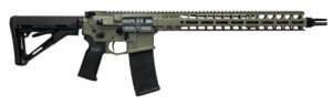 Radian Weapons R0541 Model 1  223 Wylde 30+1 16″ Threaded 416R Stainless Steel Barrel  7075 Aluminum Upper & Lower Receivers  Extended Handguard w/Magpul M-Lok  OD Green Cerakote  Magpul Pistol Grip &  Collapsible Stock  Ambidextrous Controls