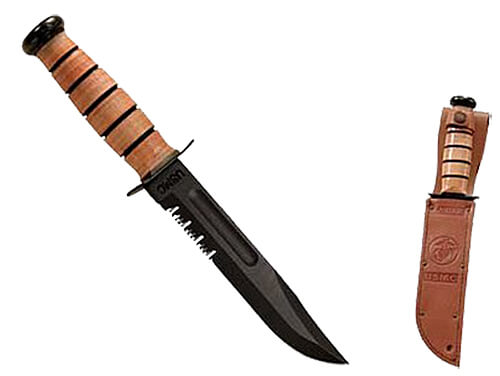 Ka-Bar 1218 USMC Fight/Utility 7″ Fixed Clip Point Part Serrated Black 1095 Cro-Van Blade. Brown Leather Handle. Includes Sheath Ka-Bar 1218 USMC Fight/Utility 7″ Fixed Clip Point Part Serrated Black 1095 Cro-Van Blade. Brown Leather Handle. Includes Sheath