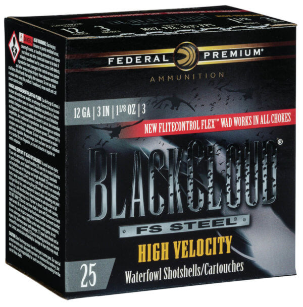 Federal PWBXH1433 Black Cloud FS High Velocity 12Gauge 3″ 1 1/8oz 3Shot 25rd Box