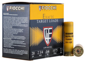 Fiocchi 20LITE75 Exacta Target Low Recoil Trainer 20Gauge 2.75″ 3/4oz 7.5Shot 25rd Box