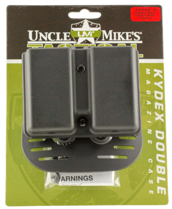 Uncle Mike’s 51361 Kydex Double Mag Case Black Kydex Belt Clip 9mm Luger 40 S&W Belts 1.75″ Wide