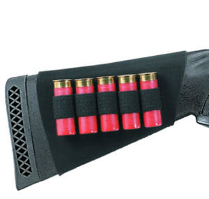 Uncle Mike’s 88493 Buttstock Shell Holder  made of Neoprene with Black Finish & Sewn-On Elastic Loops Holds up to 5rds for Shotguns