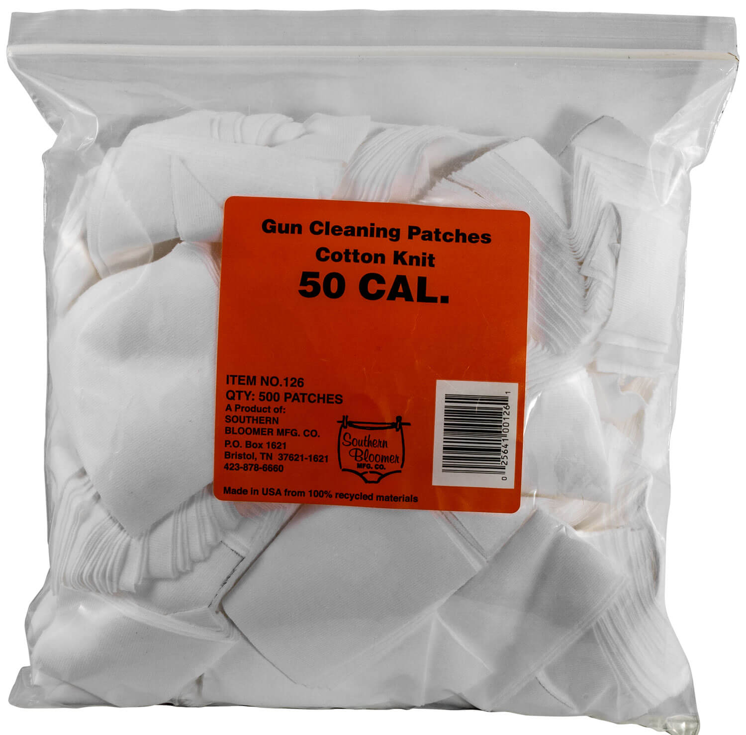 Southern Bloomer 126 Cleaning Patches 50 Cal Cotton 500 Per Pkg Southern Bloomer 126 Cleaning Patches 50 Cal Cotton 500 Per Pkg