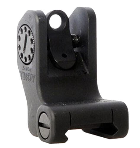 Troy Ind SSIGFRSROBT00 Rear Fixed BattleSight Round  Black Hardcoat Anodized for AR-15/AR-10 Troy Ind SSIGFRSROBT00 Rear Fixed BattleSight Round  Black Hardcoat Anodized for AR-15/AR-10