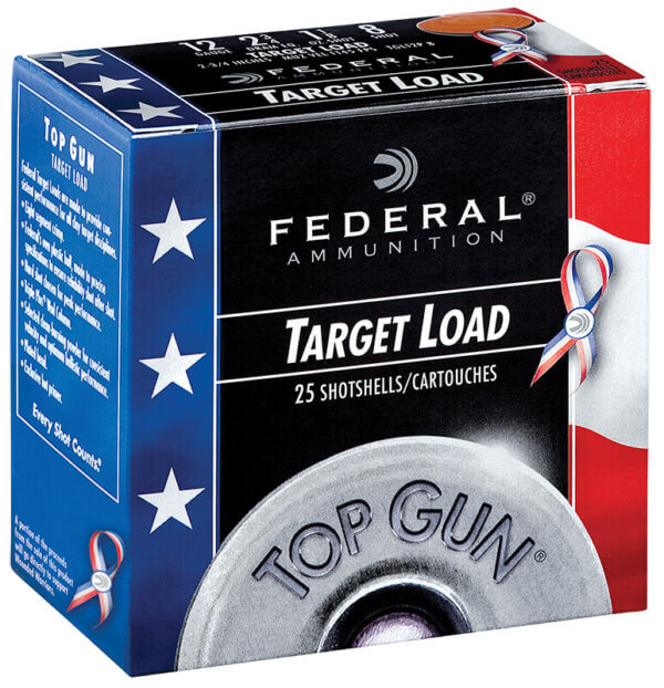 Federal TGL12US8 Top Gun Special Edition Red  White & Blue 12Gauge 2.75″ 1 1/8oz 8Shot 25rd Box
