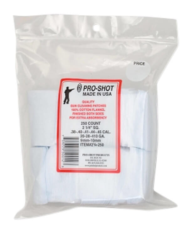 Pro-Shot 214250 Cleaning Patches  .38 – .45 Cal/ .410 / 20 Gauge 2.25″ Square Cotton Flannel 250 Pack