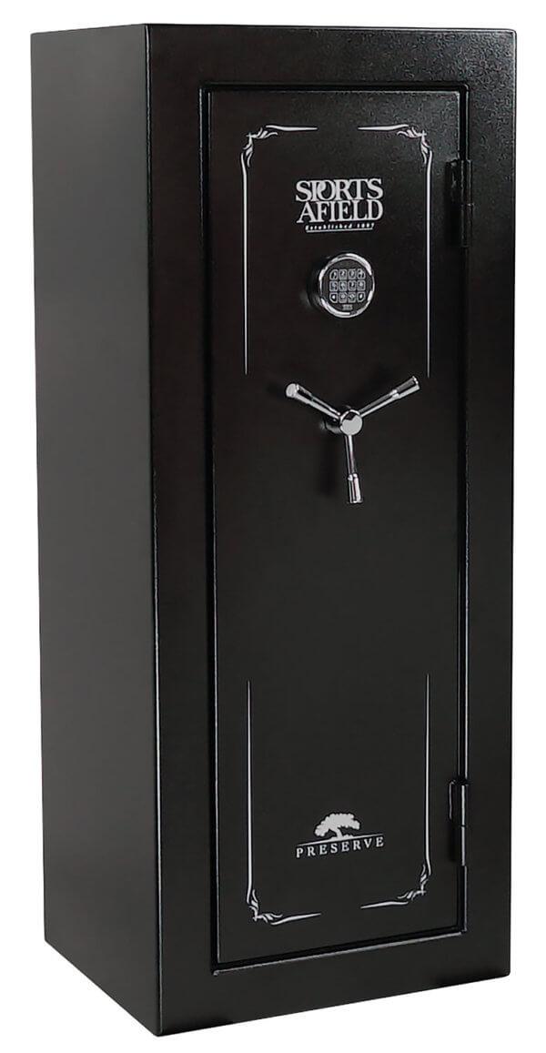 Sports Afield SECSA5924P Preserve SA5924P Electronic Keypad/Key Entry Black Textured Steel Holds 24 + 4 59″ H x 24″ W x 20″ D Fireproof- Yes Sports Afield SECSA5924P Preserve SA5924P Electronic Keypad/Key Entry Black Textured Steel Holds 24 + 4 59″ H x 24″ W x 20″ D Fireproof- Yes