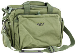 Rukx Gear ATICTRBG Tactical Range Bag  Water Resistant Green 600D Polyester with Hidden Handgun Pocket  Mag & Ammo Storage  Non-Rust Zippers & Carry Handle 16″ x 7.50″ x 10.50″ Interior Dimensions