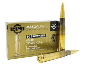 PPU PPM50 Match  50 BMG 725 gr Full Metal Jacket Solid 5 Per Box