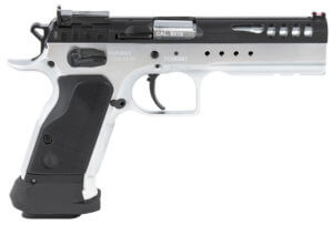 Tanfoglio IFG TFLIMMSTR9 Defiant Limited Master 9mm Luger Caliber with 4.75″ Barrel  18+1 Capacity  Hard Chrome Finish Picatinny Rail/Beavertail Frame  Serrated/Ported Black Steel Slide & Black Polymer Grip