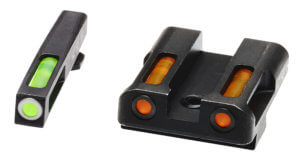 HiViz GLN425 LightWave H3 Sight Set 3 Dot Green Tritium Front/Orange Fiber Optic Rear/Black Frame Compatible w/All Glock 9mm/40 S&W/357 Sig  Except 42/43/43X/48 Front Post/Rear Dovetail Mount