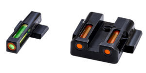 HiViz MPSN421 LiteWave H3 Tritium/LitePipe S&W M&P Shield Sight Set  Black | Green Tritium with White Outline Front Sight Orange Fiber Optic Rear Sight