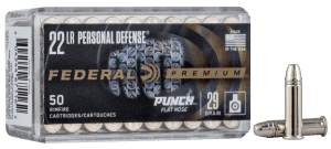 Federal PD22L1 Premium Personal Defense Punch 22 LR 29 gr 1080 fps Flat Nose (FN) 50rd Box