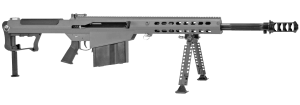 Barrett 18068 M107A1  50 BMG 10+1 20″ Chrome-Lined Fluted Barrel  Four Port Cylindrical Muzzle Brake   Tungsten Gray Cerakote Alumnium Receiver  Tungsten Gray Fixed Stock w/Themal-Guard Cheek Piece & Sorbothane Recoil Pad  Optics Ready