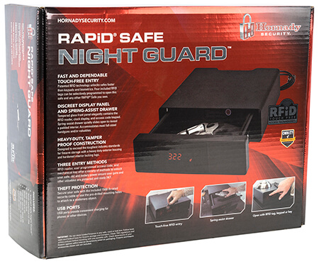 Hornady 98215 Rapid Safe Night Guard RFID Access Code Key Entry Black Steel Holds 1 Handgun 3″ H x 12″ W x 10.50″ D Hornady 98215 Rapid Safe Night Guard RFID Access Code Key Entry Black Steel Holds 1 Handgun 3″ H x 12″ W x 10.50″ D