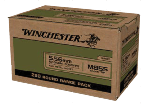 Winchester Ammo WM855200 USA M855 Green Tip 5.56x45mm NATO 62 gr Full Metal Jacket 200 Per Box/ 4 Case